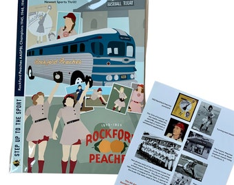 Rockford Peaches bus illustrated fine art print