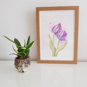 Original Aquarellbild, Tulpen, Wand Bild, handgefertigt