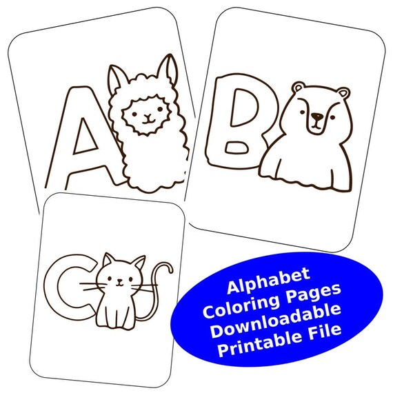 printable cute alphabet coloring pages for kids a to z etsy