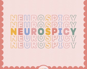 Neurospicy SVG | Retro Autism Awareness Sublimation File | Mental Health Awareness | ADHD Cut File