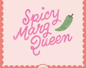 Pink Spicy Marg Queen PNG | Retro Margarita SVG | Sublimation and Cutting File | Cute Groovy File