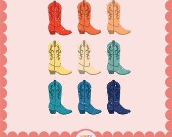 Retro Cowgirl Boots Sublimation PNG | Groovy Western PNG | Digital Download