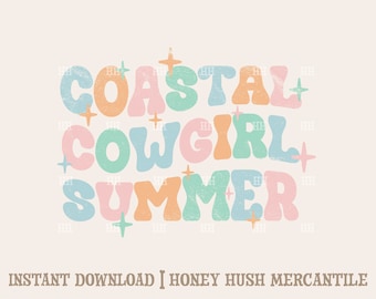Coastal Cowgirl Sommer Sublimation PNG | Retro Cowgirl Datei | Süßer Western PNG | Digitaler Download