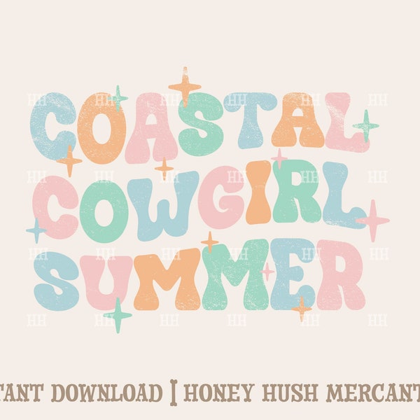 Coastal Cowgirl Summer Sublimation PNG | Retro Cowgirl File | Cute Western PNG | Digital Download