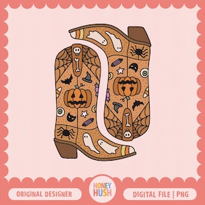 Halloween Cowgirl Boots PNG | Western Cowboy Halloween File | Howdy Halloween Design | Sublimation File image 1