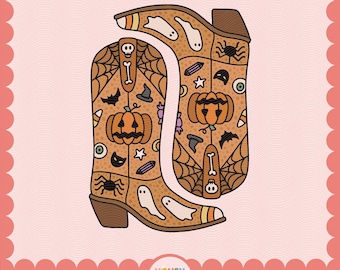 Halloween Cowgirl Boots PNG | Western Cowboy Halloween File | Howdy Halloween Design | Sublimation File