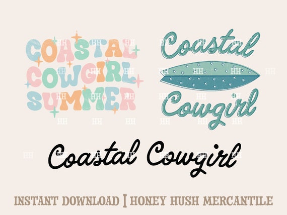 Coastal Cowgirl Bundle PNG SVG | Retro Cowgirl File | Coastal Cowgirl Summer Cutting File | Cute Western PNG | Digital Download