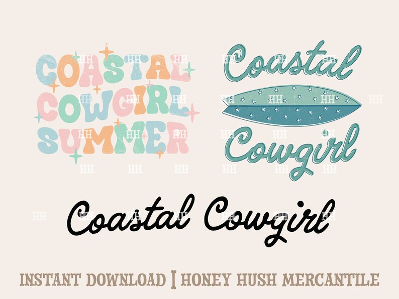 Kustcowgirl-paket PNG SVG | Retro Cowgirl-fil | Kustcowgirl-sommarklippningsfil | Söt västerländsk PNG | Digital nedladdning bild 1