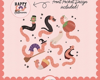 Halloween Worms PNG | Cute Halloween File | Funny Halloween Sublimation PNG