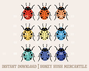 Retro Ladybug sublimazione PNG / Cute Lady Bug File / 70s Bug PNG / Download digitale