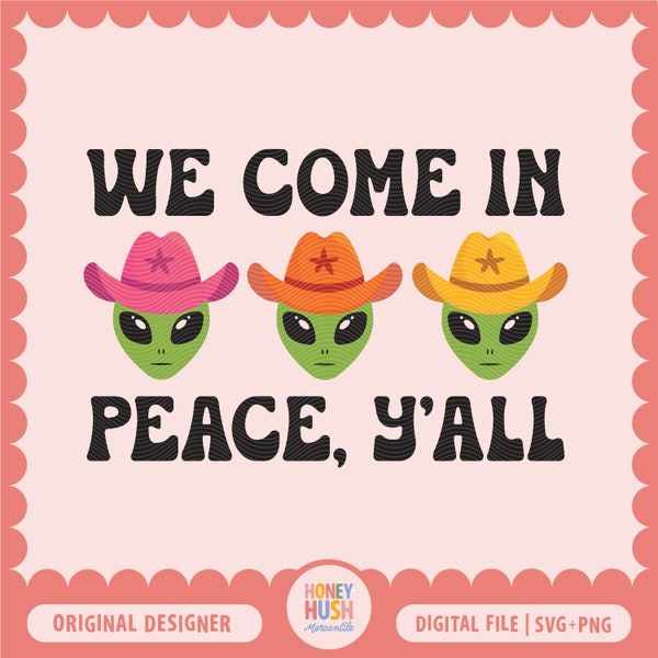 Western Alien SVG PNG | Space Cowboy | Cute Cowgirl File | Retro Groovy Sublimation PNG | Digital Download