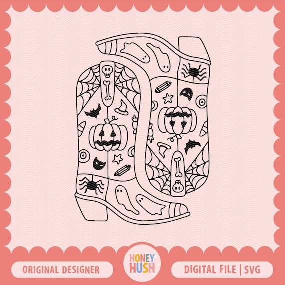 Halloween Cowgirl Boots SVG | Western Cowboy Halloween File | Howdy Halloween Design | Cricut Cut File