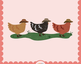 Cowboy Chicken PNG / Western Chicken Mama File / File di sublimazione della fattoria / Cowgirl PNG / Download digitale