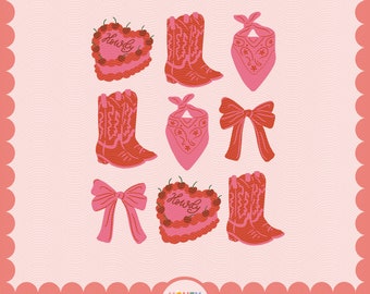 Coqueta Vaquera PNG / Archivo de sublimación occidental de moda / Sublimación vaquera / Pastel de coqueta rosa / Descarga digital