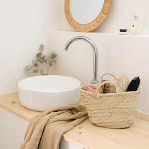 Moroccan wicker basket, small beach basket.