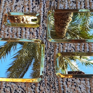 set of 4 wall brass mirrors, golden brass wall mirror, moroccan brass mirror, rectangular wall mirror