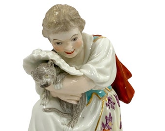 Early Derby, Girl with Macaroni cat ,Patch period, William Duesbury ,c.1775