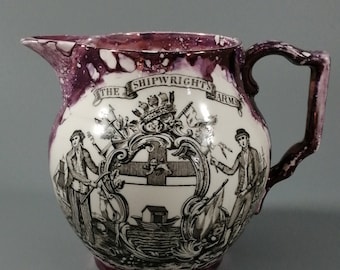 Antique Sunderland lustre jug- The Shipwright&#39;s arms/The Sailor farewell,c.1830