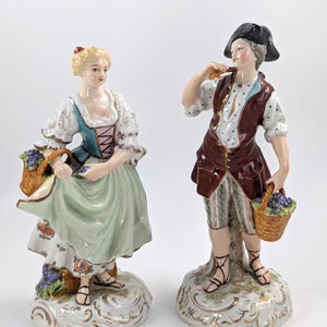 Antique porcelain figurines of Grape Harvesters, France, Sèvres Style, 19th