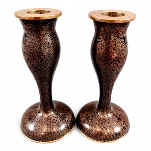Antique Chinese Cloisonné Candlesticks: Floral Enamelware, 19th Century