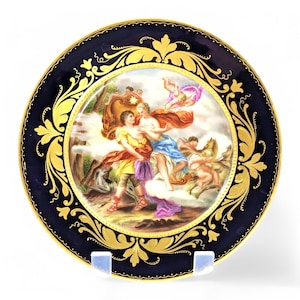 Royal Vienna porcelain antique cabinet plate “Aurora u. Cephales”, signed Sibl, cobalt blue with gilt, mythological scene, beehive mark