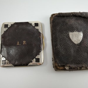 Monedero, Estuches para llamadas/tarjetas de visita - Cuero, Plata de ley - 19th c.