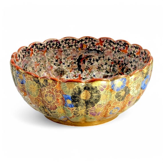 明治時代の薩摩焼「千花千蝶図」、田中銘、1880年頃 - Etsy 日本