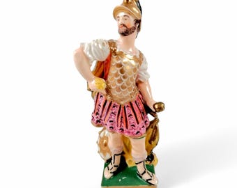 Antique Derby Porcelain Mars Figurine: Roman God of War, Bloor Period c. 1830