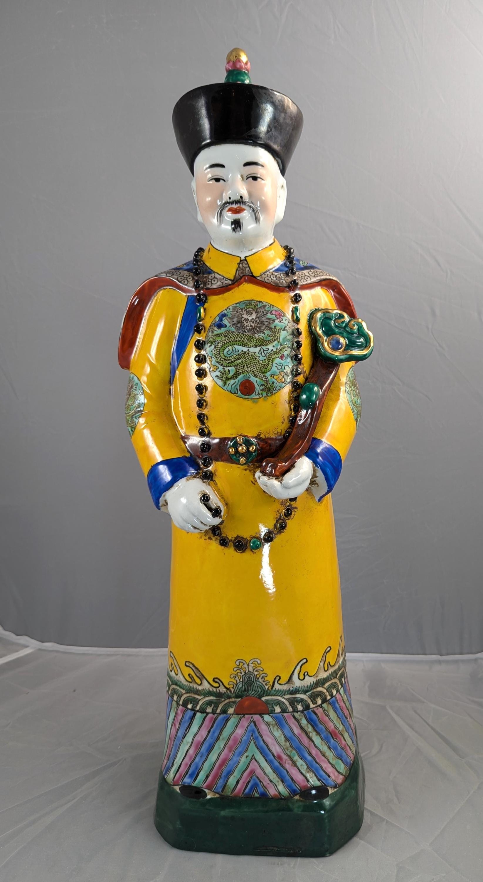 中国の古代の大きな陶器製皇帝像、清朝 - Etsy 日本