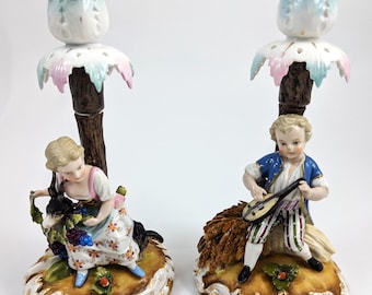 Sitzendorf Porcelain Figural Candlesticks, 1884