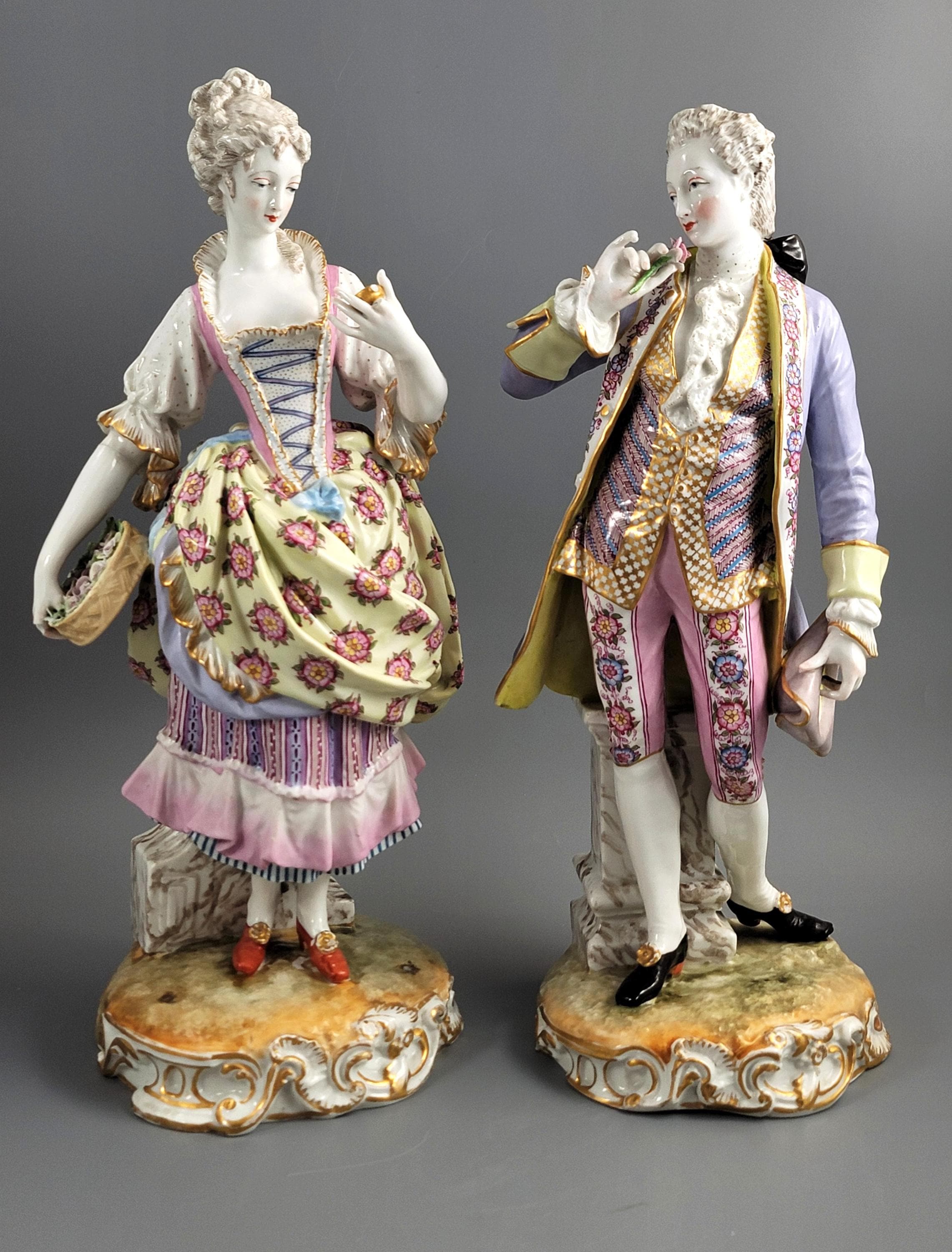希少な18世紀ドイツ磁器人形：ロココ様式のペア - Etsy 日本