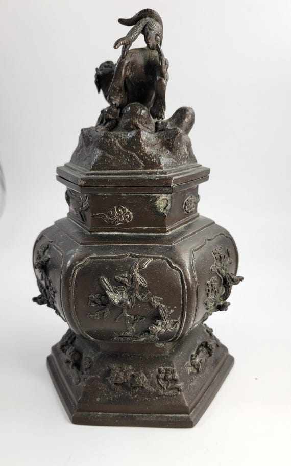 中国のアンティーク青銅香炉、芙蓉獅子、19世紀清 - Etsy 日本