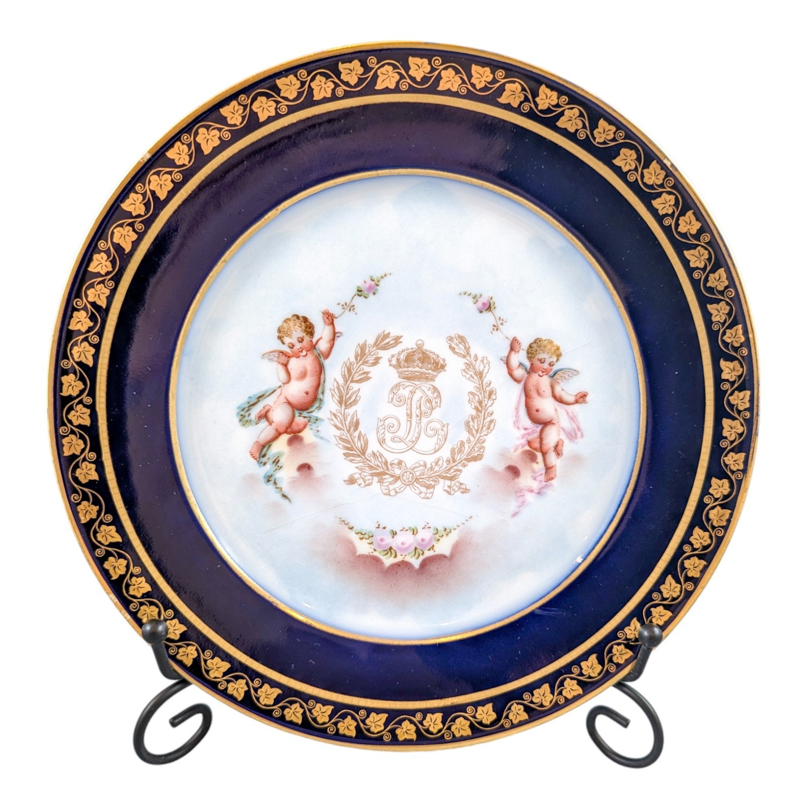 オールド セーブル 絵皿 アンティーク フランス 額入り 額縁 poireriy オールド セーブル 絵皿 アンティーク フランス 額入り 額縁