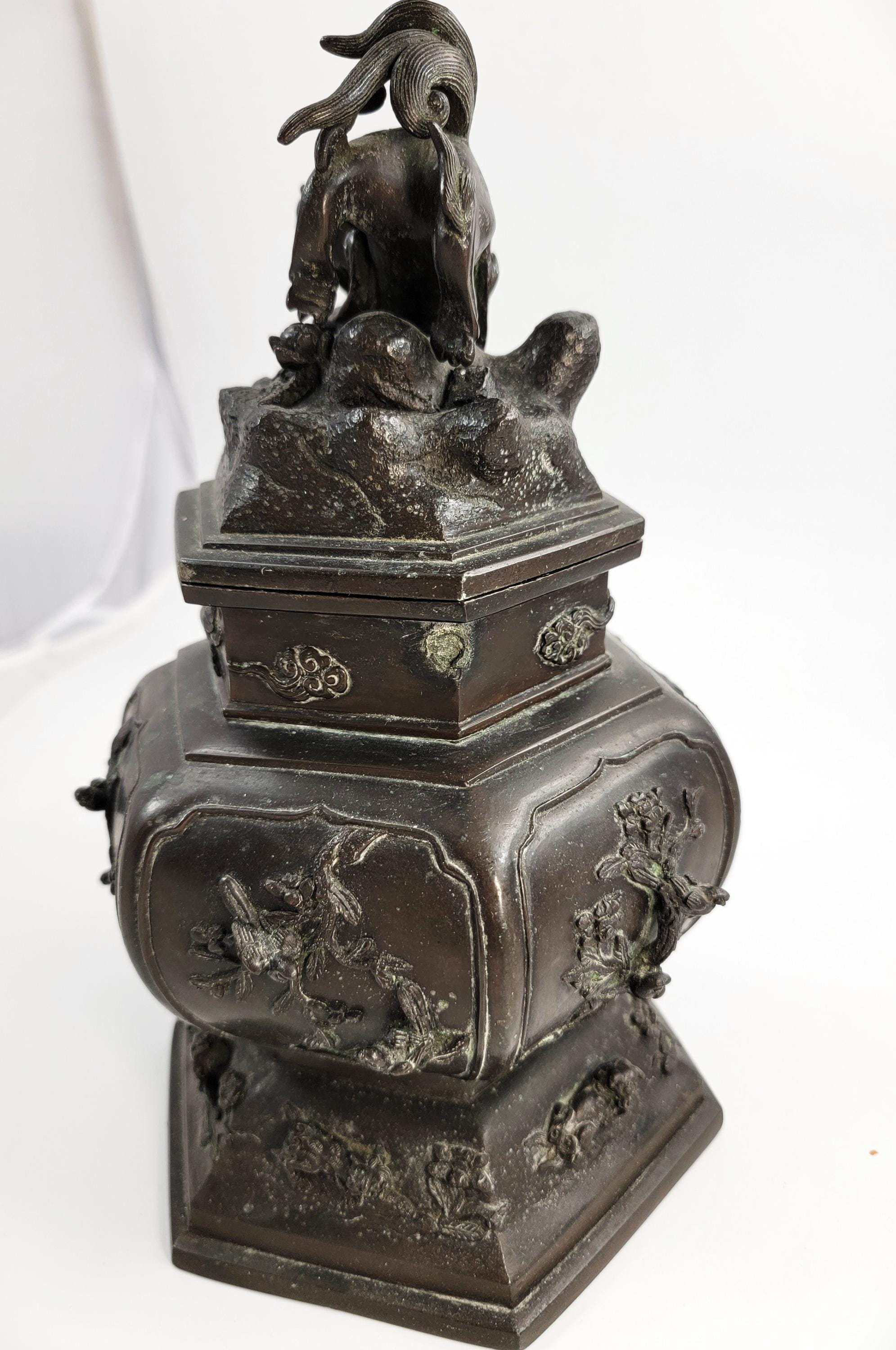 古代中国青銅製香炉 中国のアンティーク青銅香炉、芙蓉獅子、19世紀清 - Etsy 日本