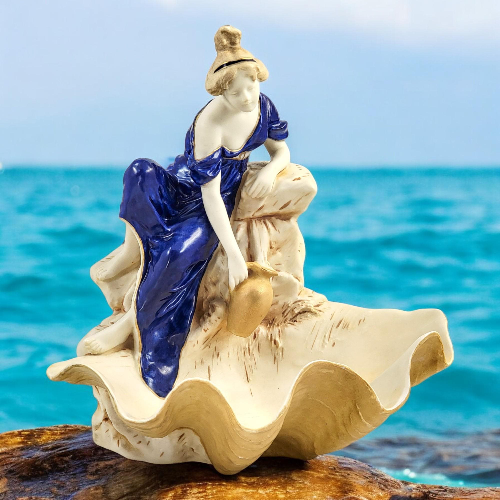 Royal Dux Bohemia Porcelain Centerpiece: Art Nouveau Water Bearer