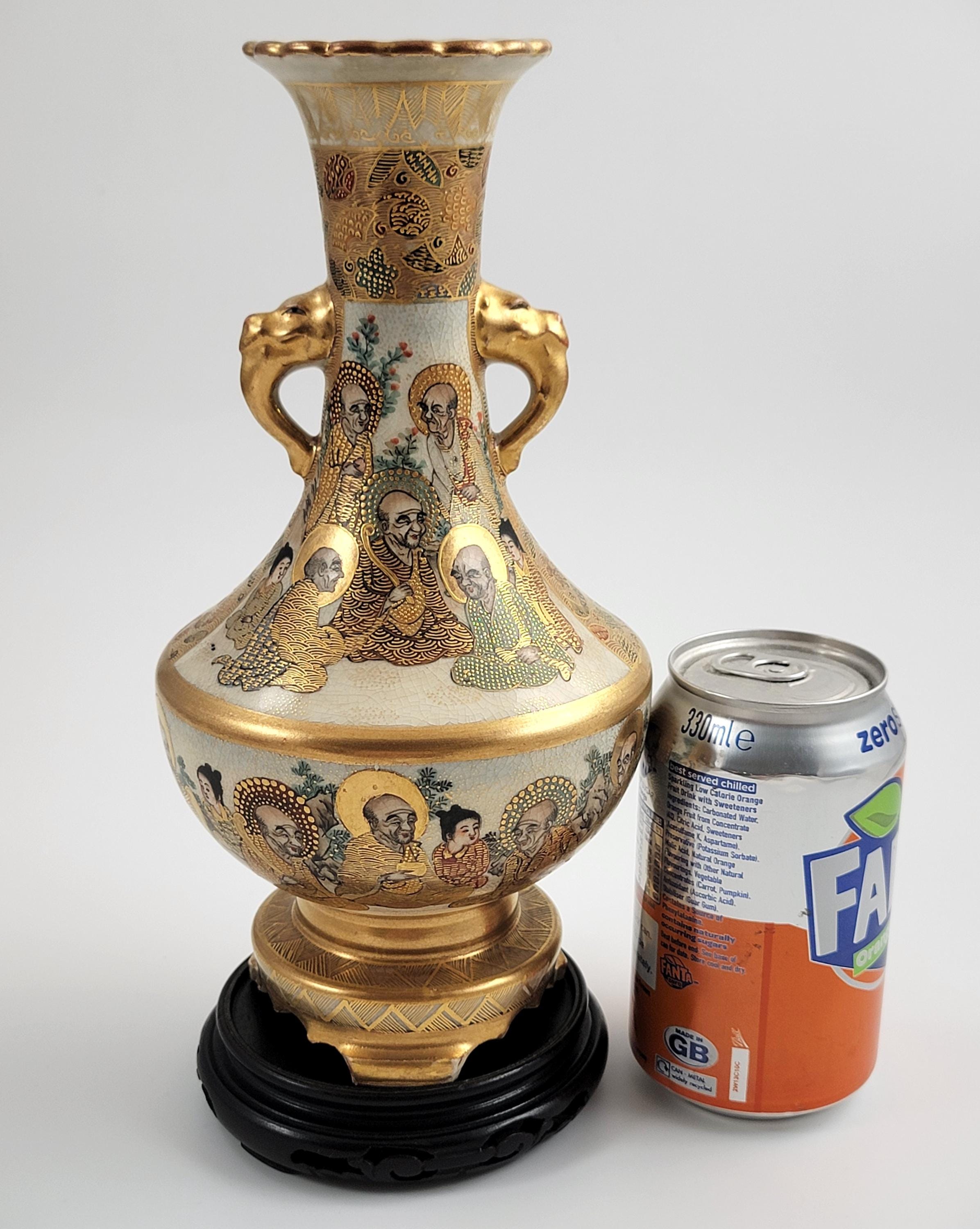 2 Vases Rares Japonais Satsuma - Période Meiji, Signés Kinkozan (Original)