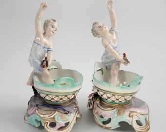 マイセン　大型　ポプリボウル　ペア　貴婦人　貴公子 マイセン 大型 ポプリボウル ペア 貴婦人 貴公子 マイセン 波の