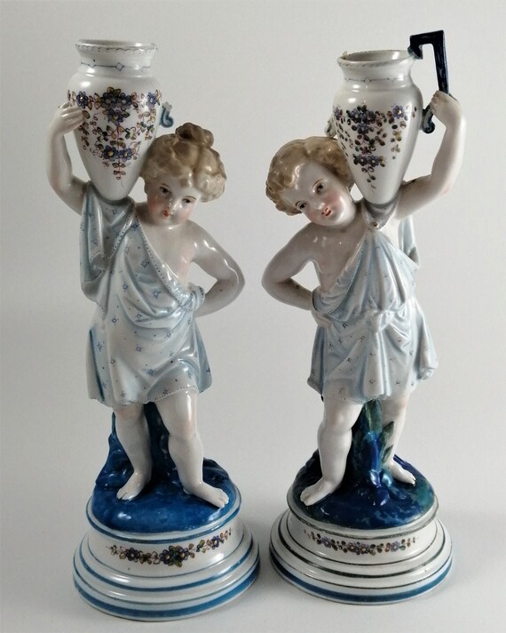 Pair of Antique Porcelain Figurines of Young Childrenlate 19 Etsy UK