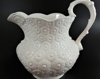 Antique Ridgway white rosette china jug ,c.1820