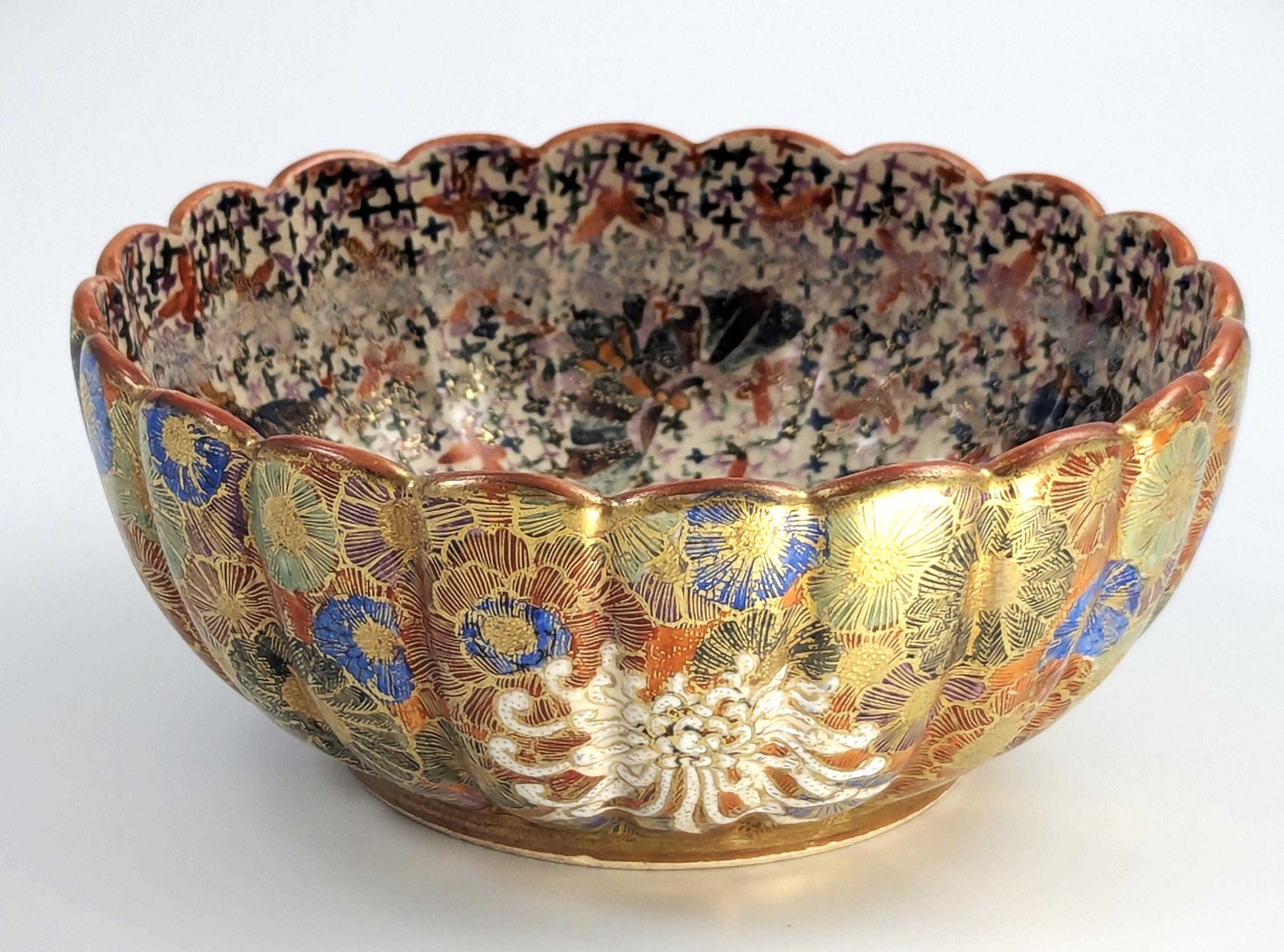明治時代の薩摩焼「千花千蝶図」、田中銘、1880年頃 - Etsy 日本