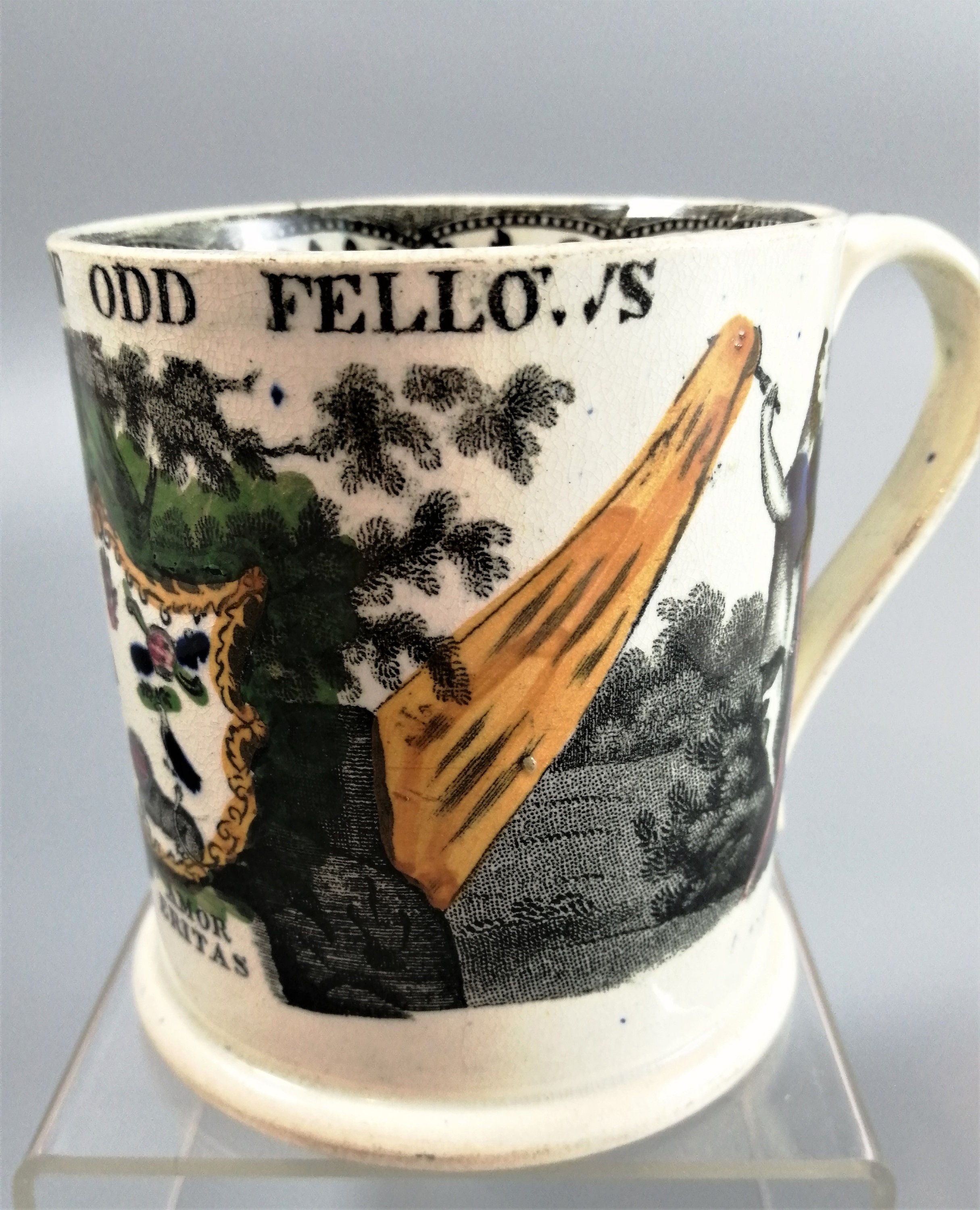Ancienne Tasse Oddfellows Staffordshire 1820-1850 - Orange Institution - Rare
