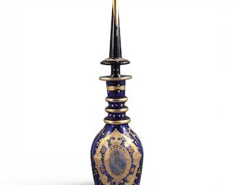 Antiker Boho Kobaltglas Dekanter für den Qajar Markt, c.1870-1890