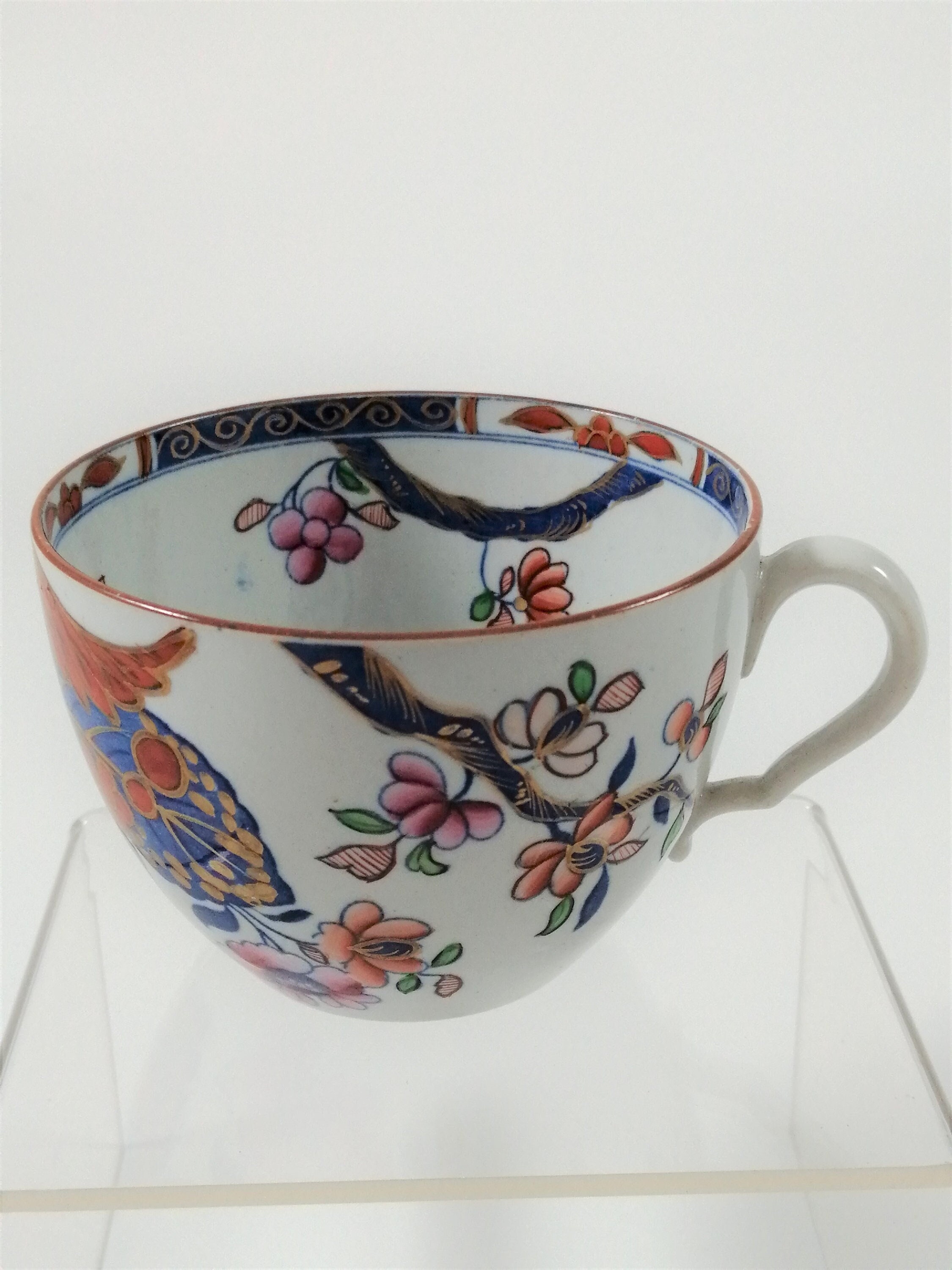 Antique Spode Stone China Tea Cup in Tobacco Leaf Patterncabbage 