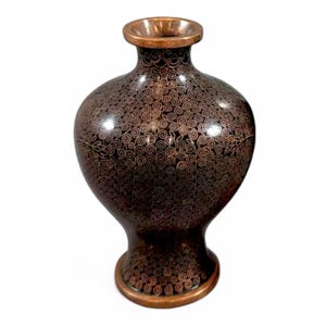 Antique Chinese Cloisonné Vase: Black Enamel Floral Vase, Early 19th Century (10.5 cm)