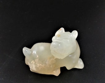 Chinese Nephrite Jade Carving pale green figure of a mythical beast