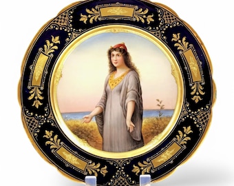 Royal Vienna porseleinen kastplaat: handgeschilderd 'Esther', ca. 1850