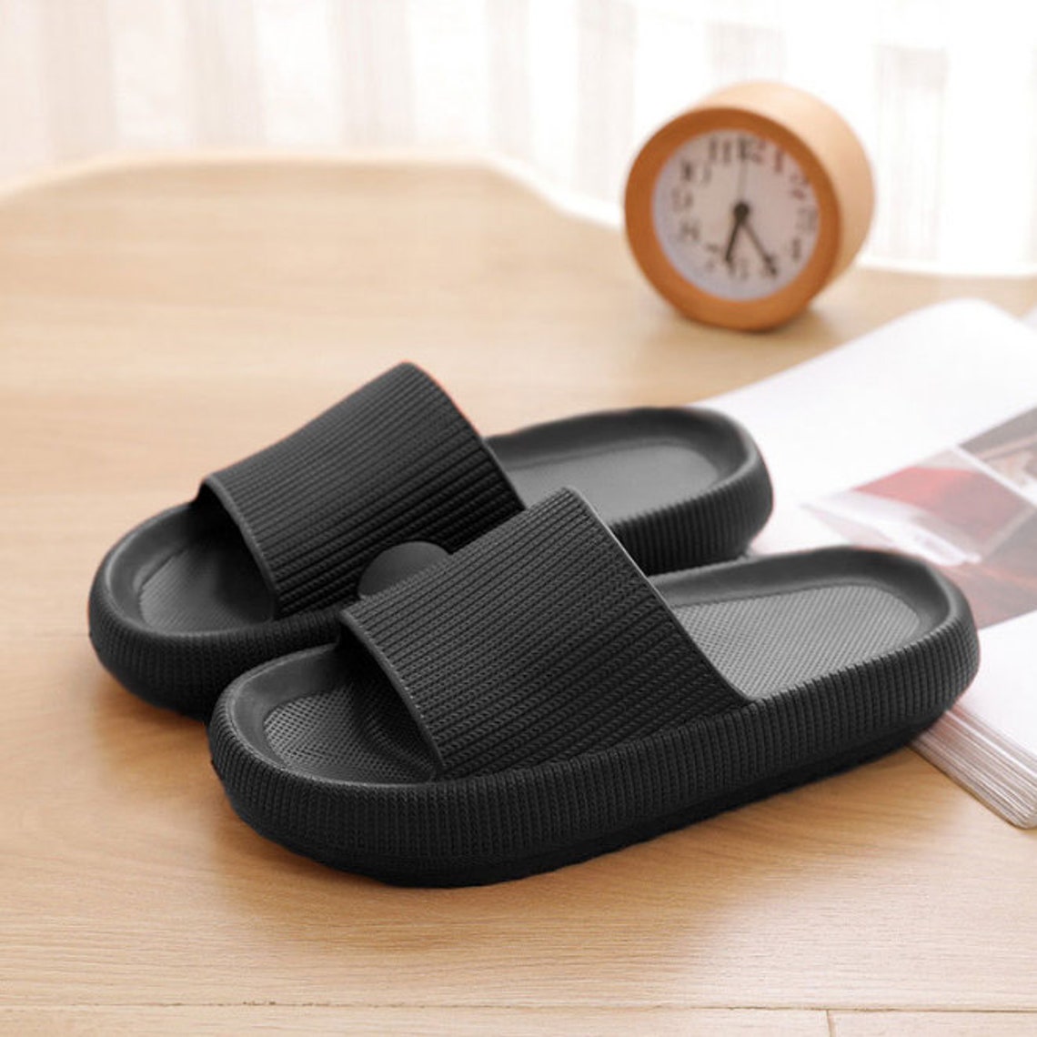 women thick platform leather slippers summer beach eva soft sole