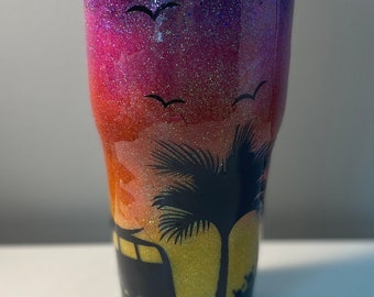 Personalized beach sunset tumbler