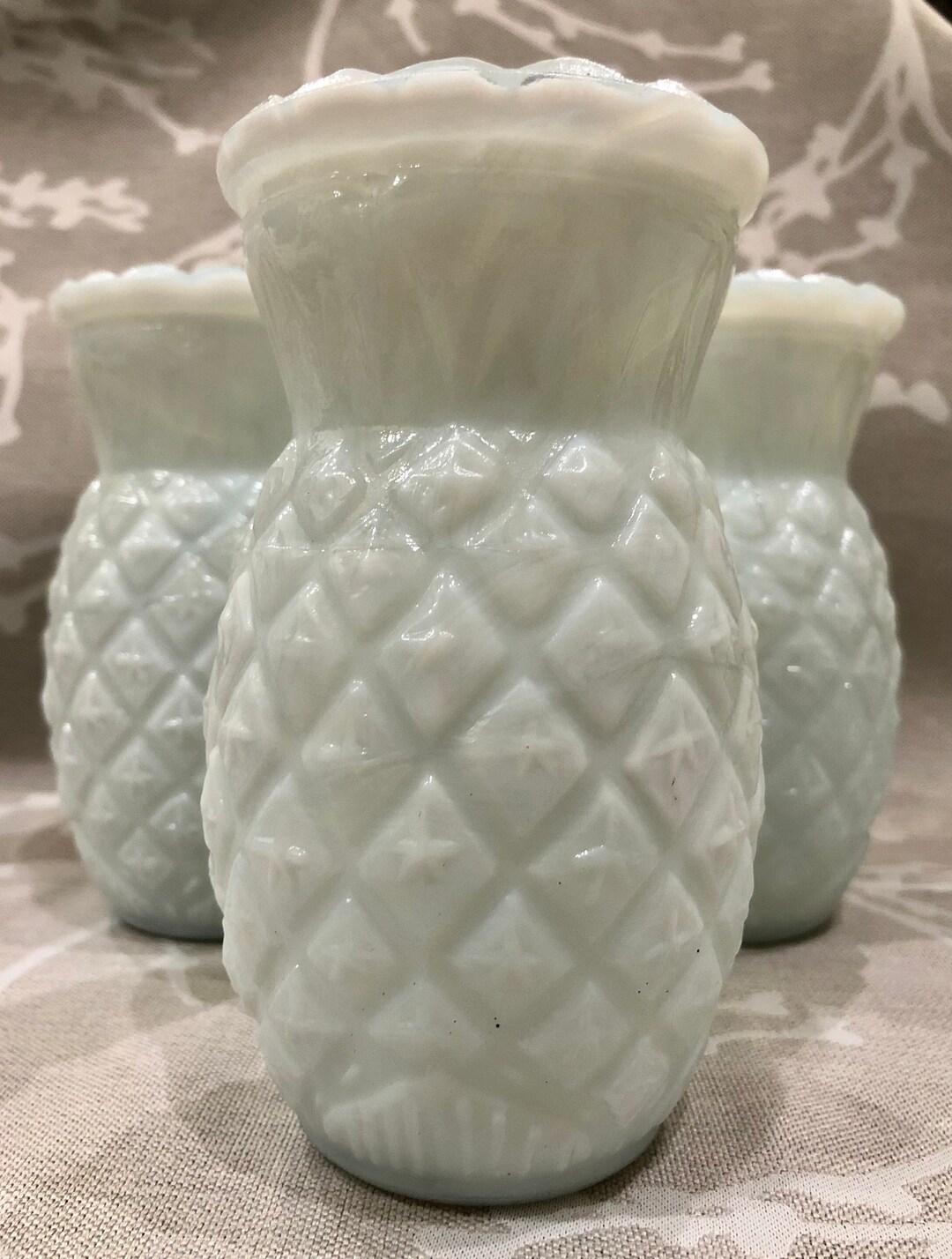 Heirloom Milk Glass Pineapple Vases Etsy
