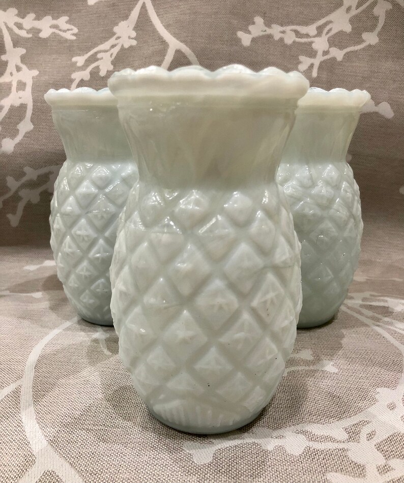Heirloom Milk Glass Pineapple Vases Etsy